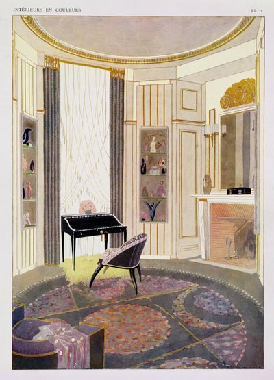 Interior with Furniture Designed by Ruhlmann, from a Collection of Prints Published in 4 Volumes by Albert Levy, c.1924-26 by Jacques Emile Ruhlmann